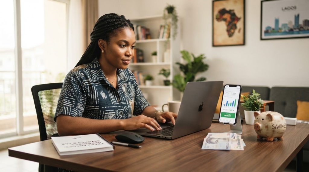 Realistic editorial image for Freelancer Finance in Nigeria: USD Payments Taxes Invoices Savings and FX