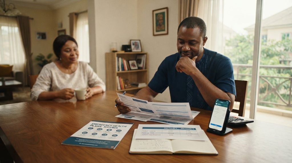 Realistic editorial image for How to Fund a Nigerian Parent's Healthcare from Abroad: HMO Cash and Emergency Plans