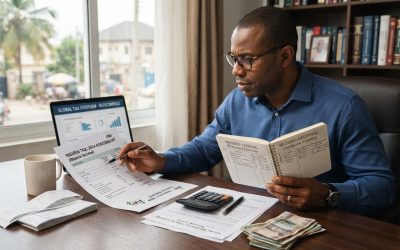 Realistic editorial image for Diaspora Tax Basics: Nigeria Source Income US UK Residence and Record-Keeping