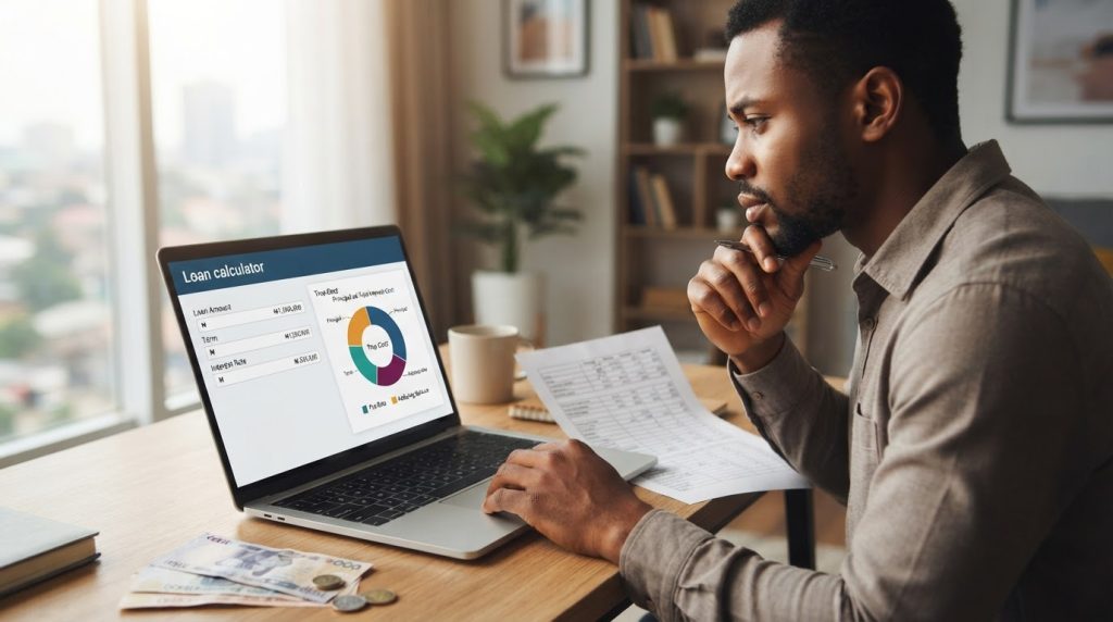 Realistic editorial image for Loan Calculator Nigeria: How to Estimate Monthly Payments True Cost and APR