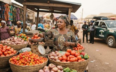 Realistic editorial image for State Police & Food Prices: How Insecurity Inflates Your Grocery Bill