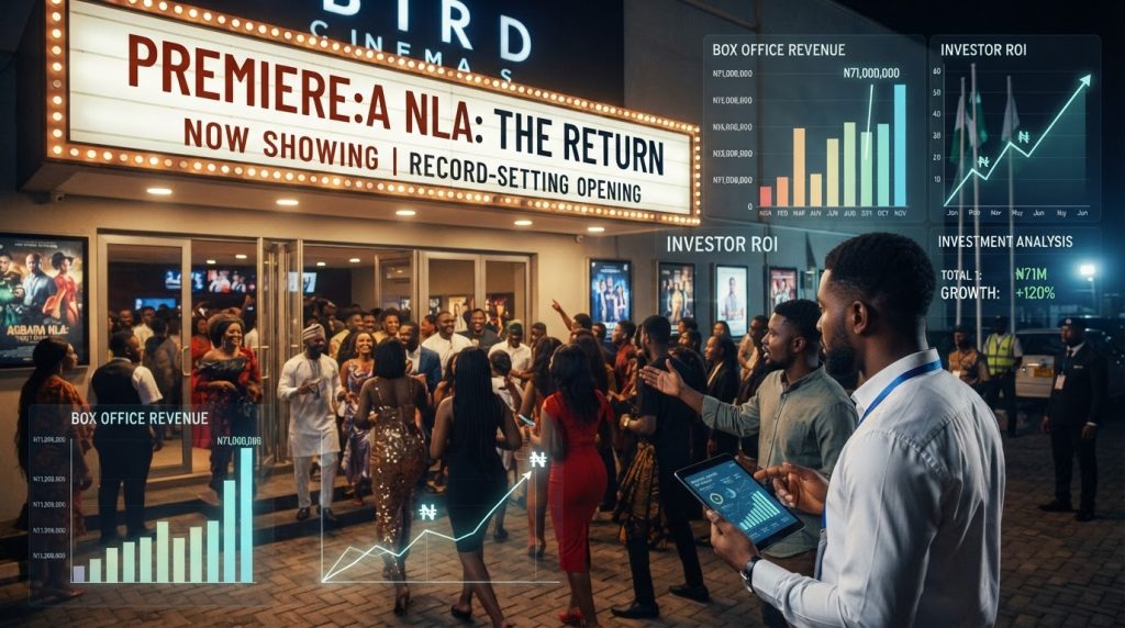 Realistic editorial image for Agbara Nla's N71m Preview: What Nollywood's New Record Teaches Investors