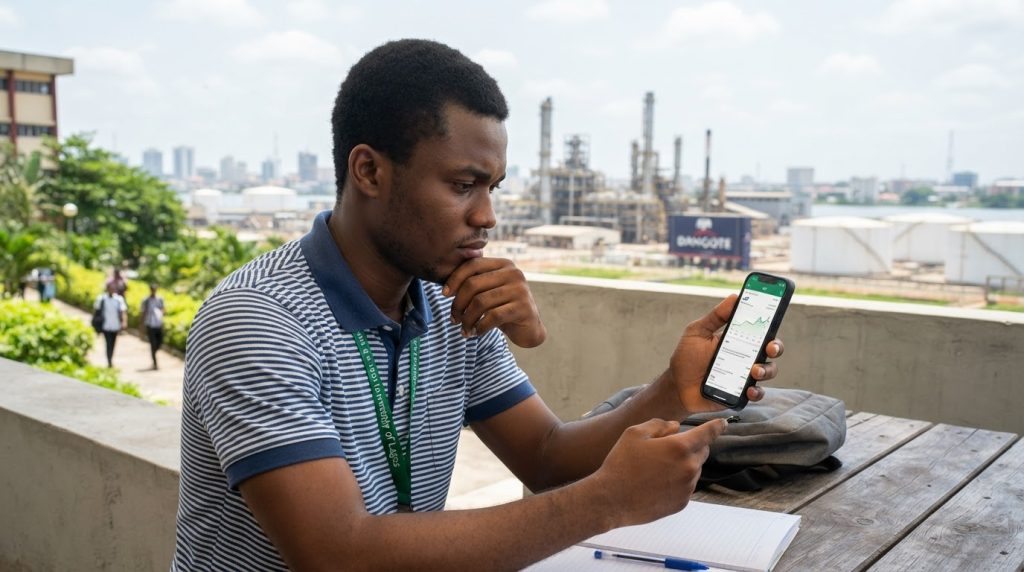 Realistic editorial image for Free Dangote Shares for Students: A Gateway to Equity Ownership?