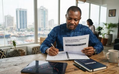 Realistic editorial image for Aliko Dangote's Global Ambition: A Blueprint for Nigerian Investors