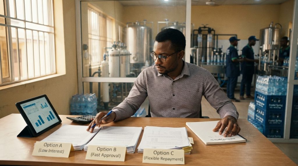 Realistic editorial image for Funding Your Water Factory: Best SME Loans for Nigerian Entrepreneurs