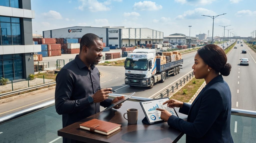 Realistic editorial image for Logistics Business Finance in Nigeria: Vehicles Leasing Insurance Fuel and Working Capital