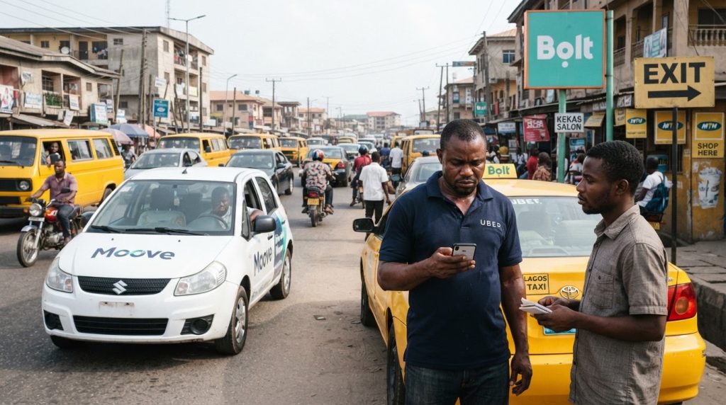 Realistic editorial image for Moove's Nigeria Exit: What It Means for Drivers and the Gig Economy