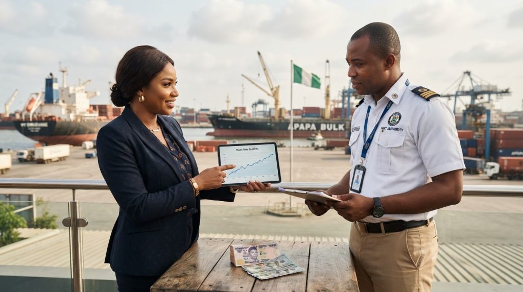 Realistic editorial image for NPA Export Reforms: How They Could Stabilize the Naira and Your Wallet
