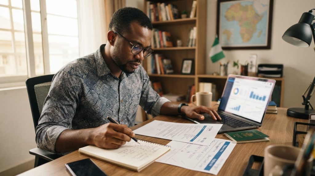 Realistic editorial image for Navigating US Visa Applications Post-Hike: A Nigerian's Financial Guide